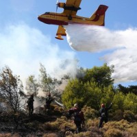 Εναέρια μέσα συνδράμουν για τη φωτιά στα Πιέρια Όρη- Δείτε το βίντεο